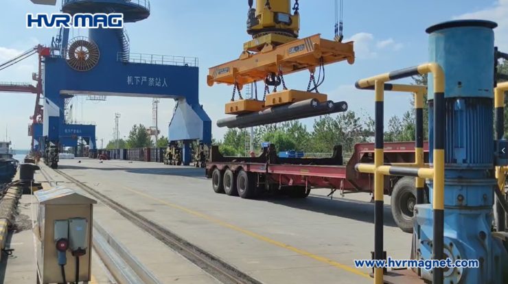 lifting magnets for round steel at port