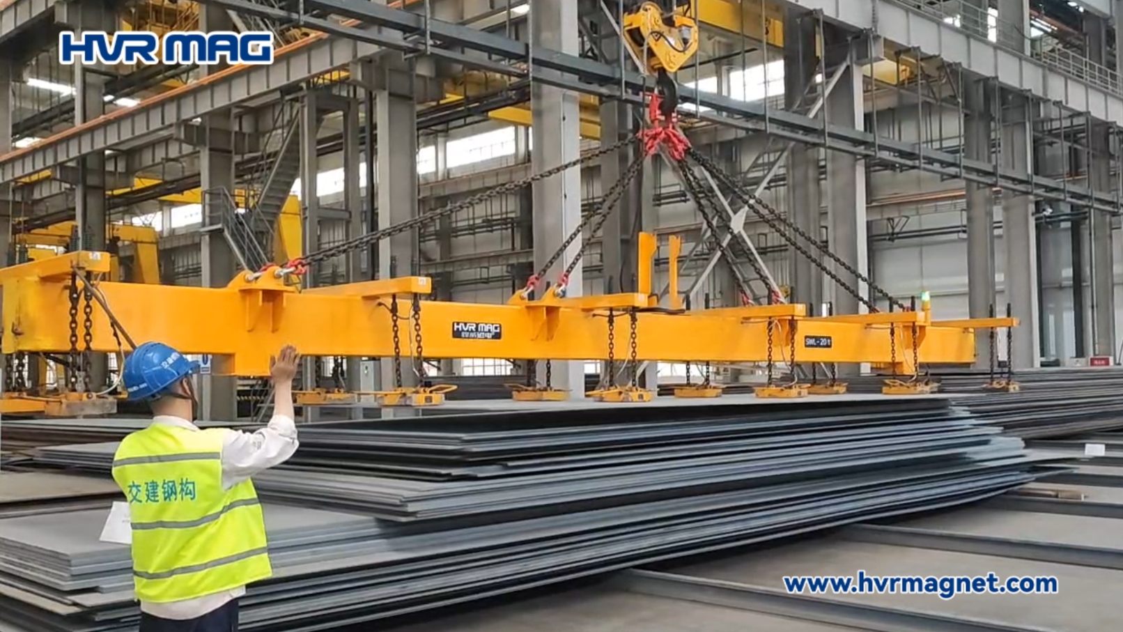 Plate Handling Electro Permanent Lifting Magnets in a Bridge Steel Structure Plant